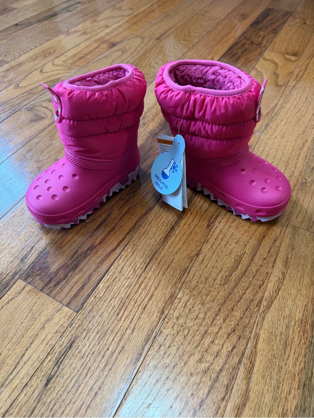 Crocs Toddler C8 Classic Neo Puff Lined Winter Snow Boots Bright Pink NWT